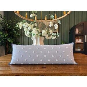 36"x14" Clip Dobby Lumbar Throw Pillow Washed Blue - Hearth & Hand Magnolia NEW